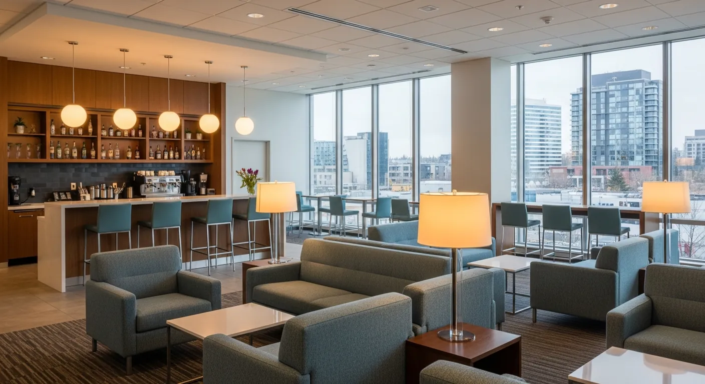 Networking lounge at a conference venue in Beltline, Calgary