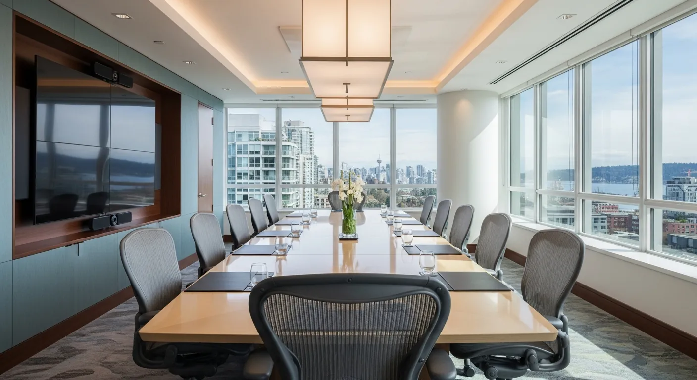Executive boardroom at a conference venue in Coal Harbour, Vancouver