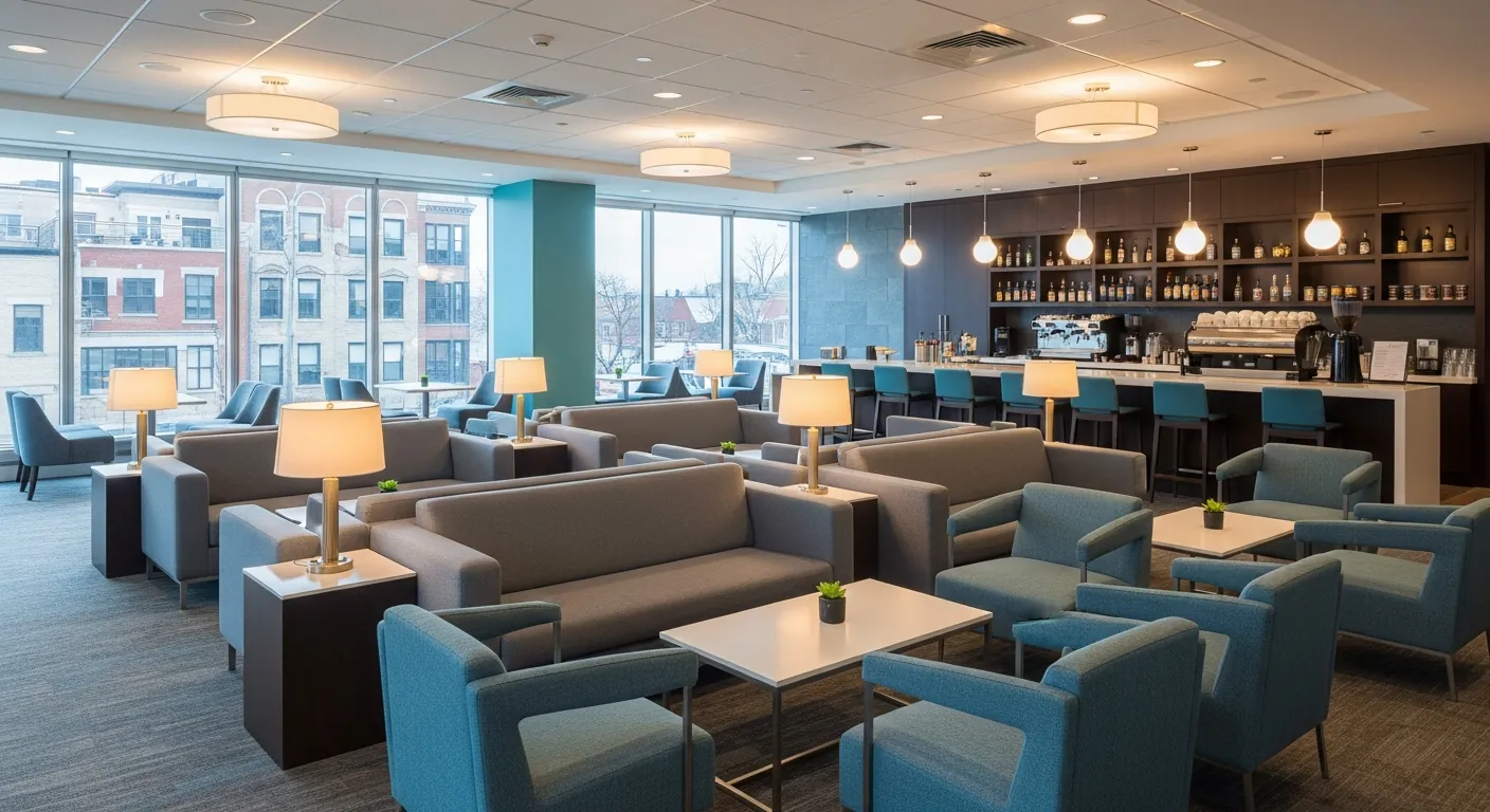 Networking lounge at a conference venue in Hintonburg, Ottawa