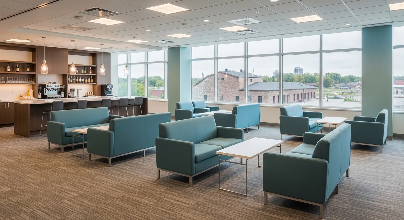 Networking lounge at a conference venue in Manotick, Ottawa