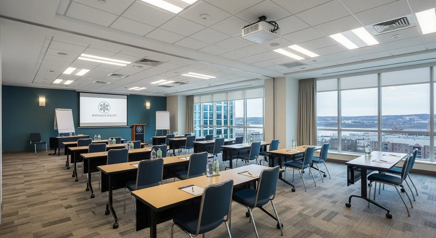 Training room at a conference venue in Riverside South, Ottawa