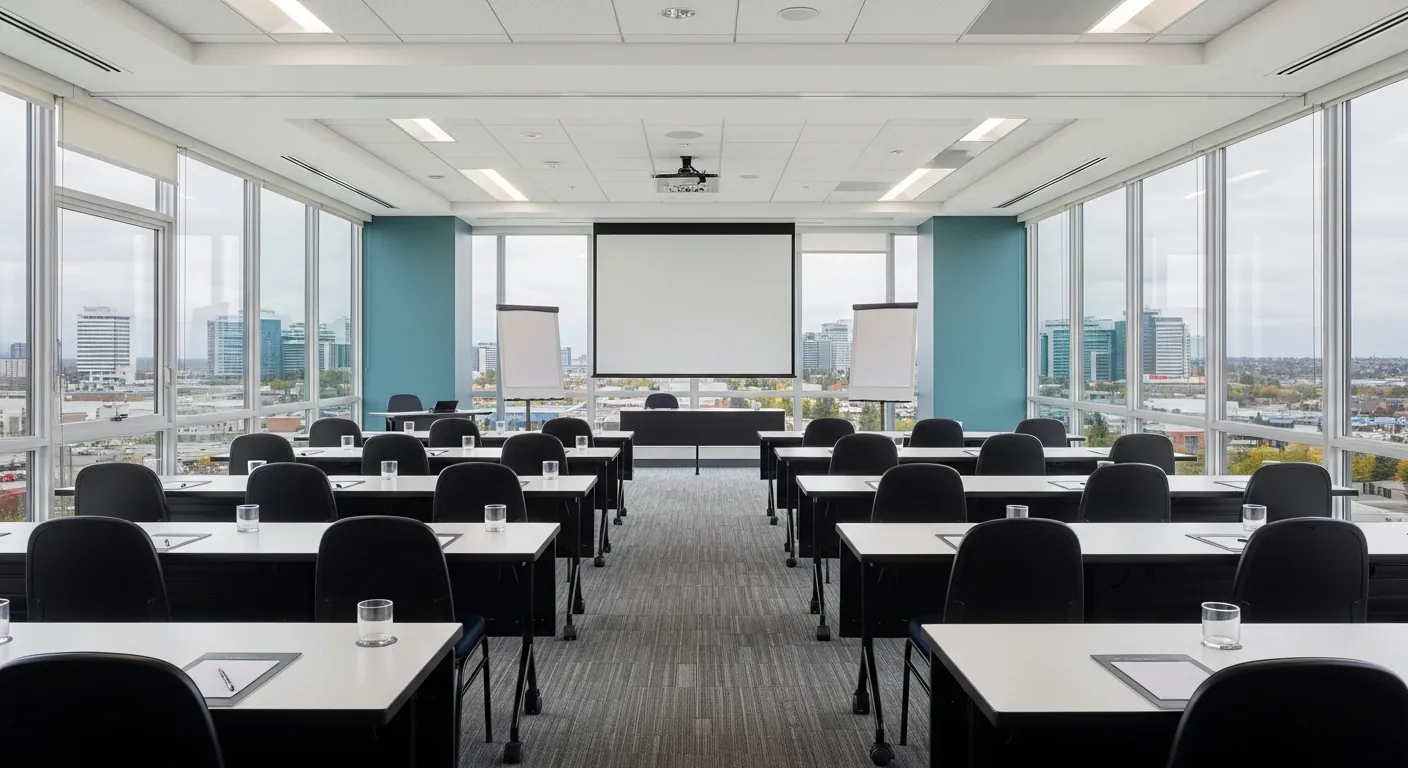 Training room at a conference venue in Seton, Calgary