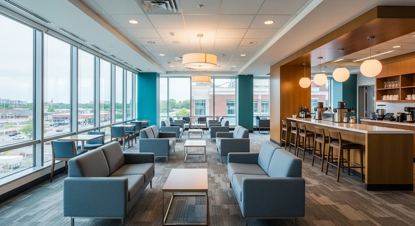 Networking lounge at a conference venue in Stittsville, Ottawa