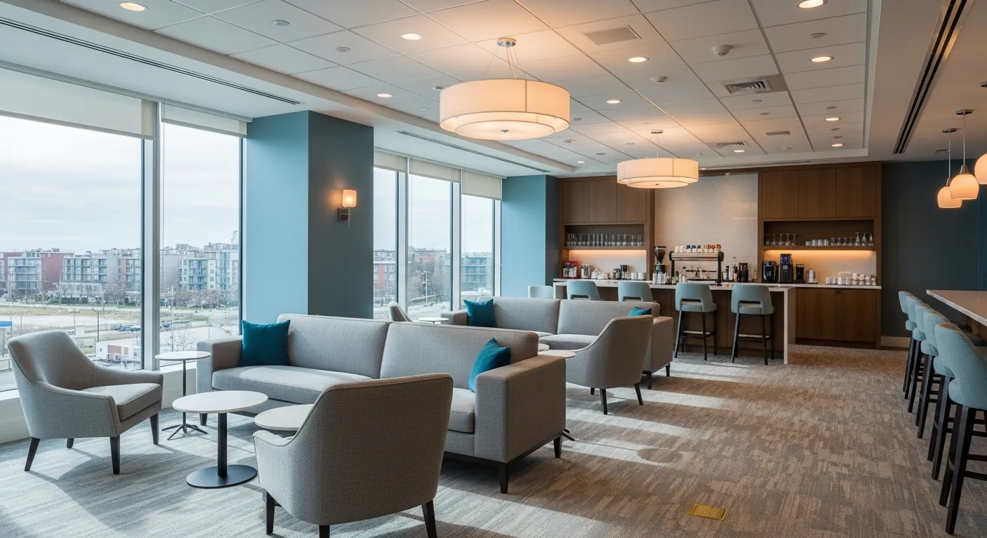 Networking lounge at a conference venue in The Beaches, Toronto