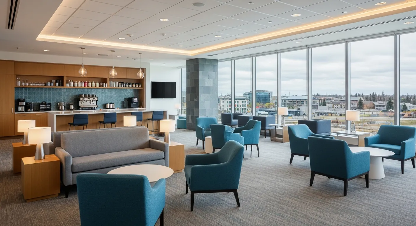 Networking lounge at a conference venue in Tuscany, Calgary